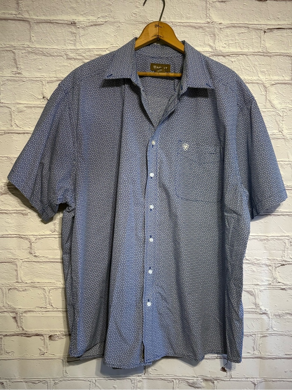 Ariat Light Blue Microprint Short-Sleeve Button-Down Shirt